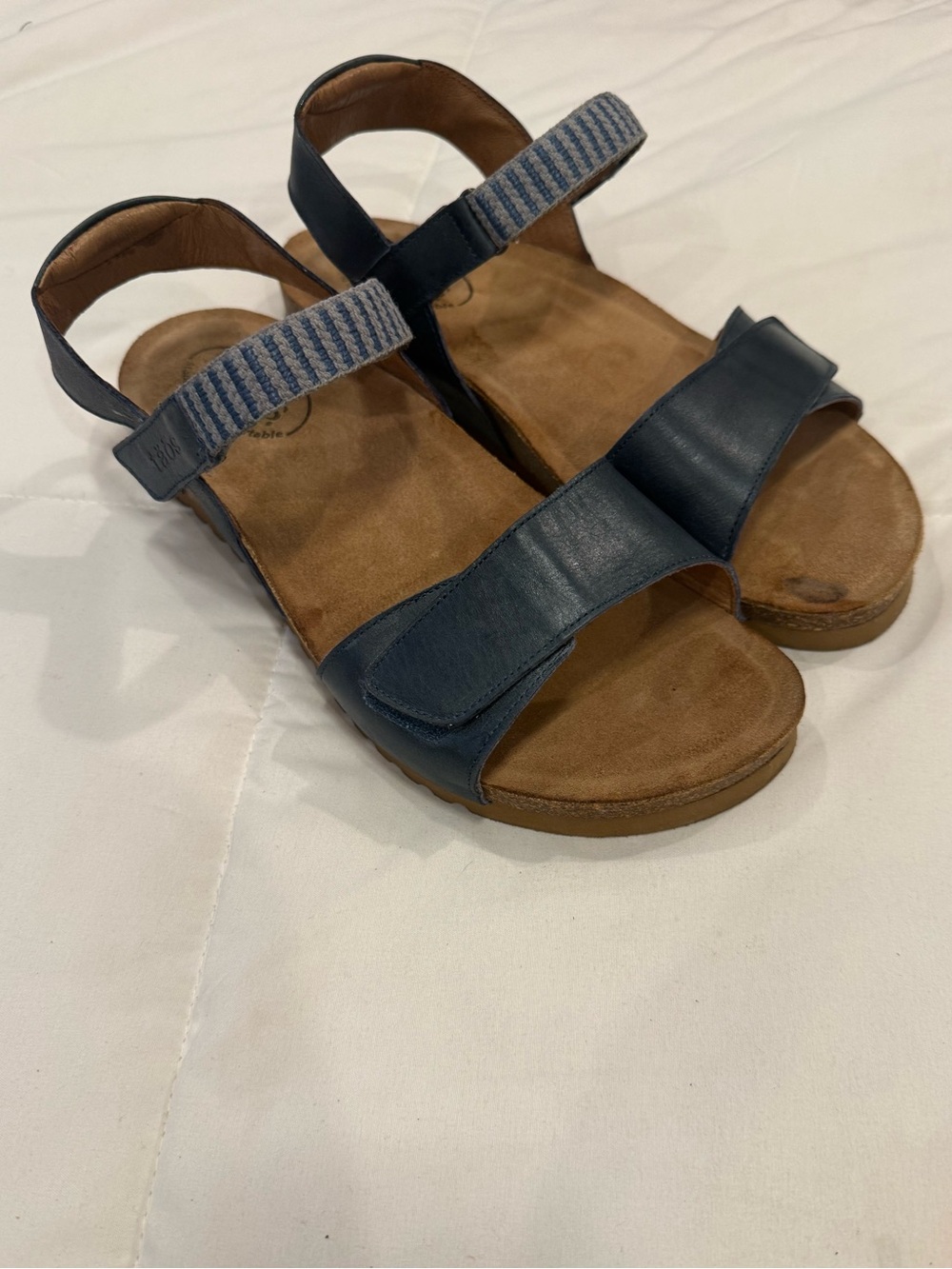 Taos Symbol Navy Blue Leather Comfort Sandals - Size 10